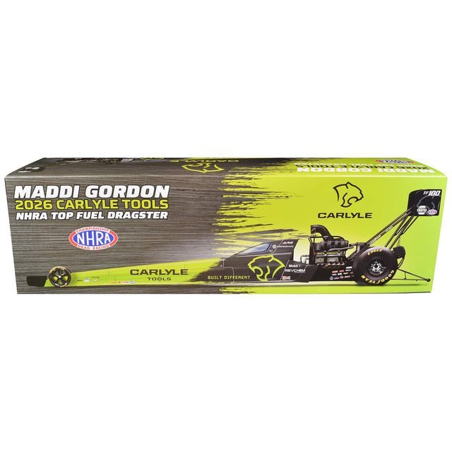 MADDI GORDON  
2026 CARLYLE TOOLS  
NHRA TOP FUEL DRAGSTER  
NHRA DRAG RACING  
CARLYLE TOOLS BUILT DIFFERENT  
CARLYLE Kids DIE COOKING HAT  
10000 EAGLE  
Mobil REVCHEM  
GOODYEAR  
TF 100