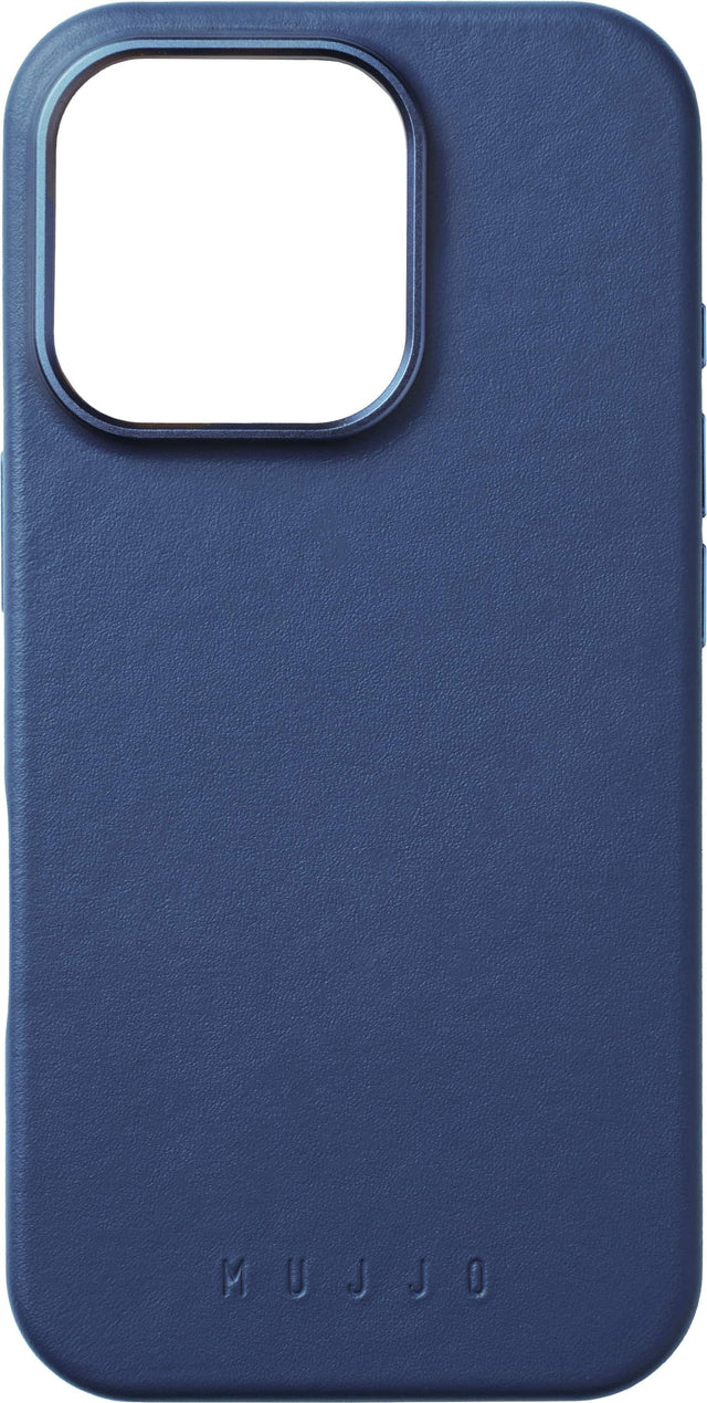 Front. Mujjo - Apple iPhone 16 Pro Leather Case - Monaco Blue.