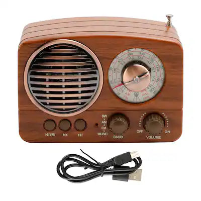 Topteng - Retro Mini Bluetooth Speaker & Radio, Portable FM/AM/SW with USB/TF Playback, 1200mAh Rechargeable, Dual-Power, DC 5V