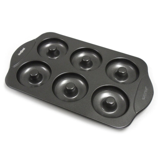 Front. Norpro - Nonstick 6-Cavity Donut Pan - Black.