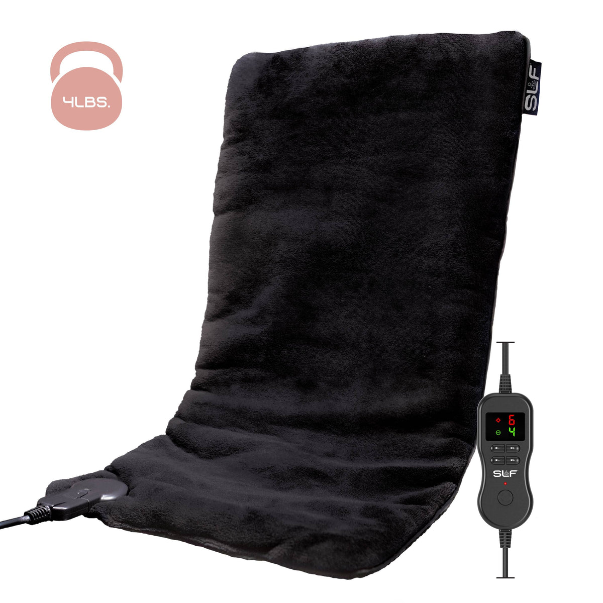 SLF - Weighted Heating Pad, 4lbs. Weighted Electric Heating Pad for Back Pain Relief, 12 x 24in - Black