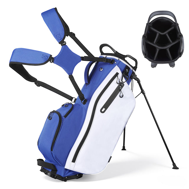 Front. VEVOR - Golf Cart Bag, 7 Way Top Divider Organizer, Club Stand Bag with Full-length Divider, Handles, Dual Support Legs - Blue.