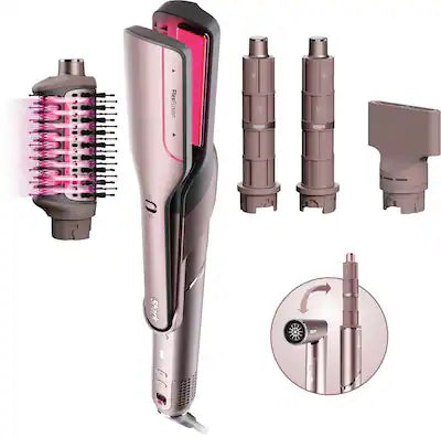 Shark - FlexFusion Air Straightener & Hair Dryer, Fusion Ceramic Brush Styler, with Auto-Wrap Curlers & Concentrator