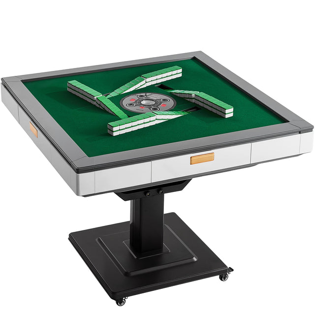 Front. VEVOR - Automatic Mahjong Table with Wheels, 2 Sets of 42 mm Tiles (152 Pcs), Roller Coaster Style Mahjong-Table, Foldable - White;Black;Green.