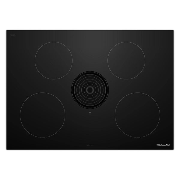 KitchenAid - 30 inch Wide 4 element Built-In Downdraft Electric Induction Cooktop with Quiet Ventilation - Black