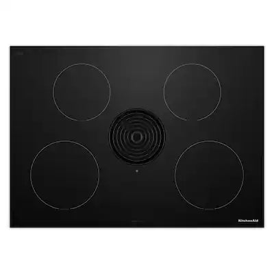 KitchenAid - 30 inch Wide 4 element Built-In Downdraft Electric Induction Cooktop with Quiet Ventilation