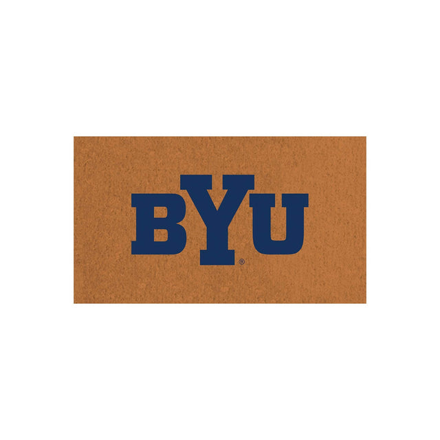 Front. Evergreen Enterprises - BYU Cougars 28" x 16" Team Logo Outdoor Coir Mat - Multicolor.