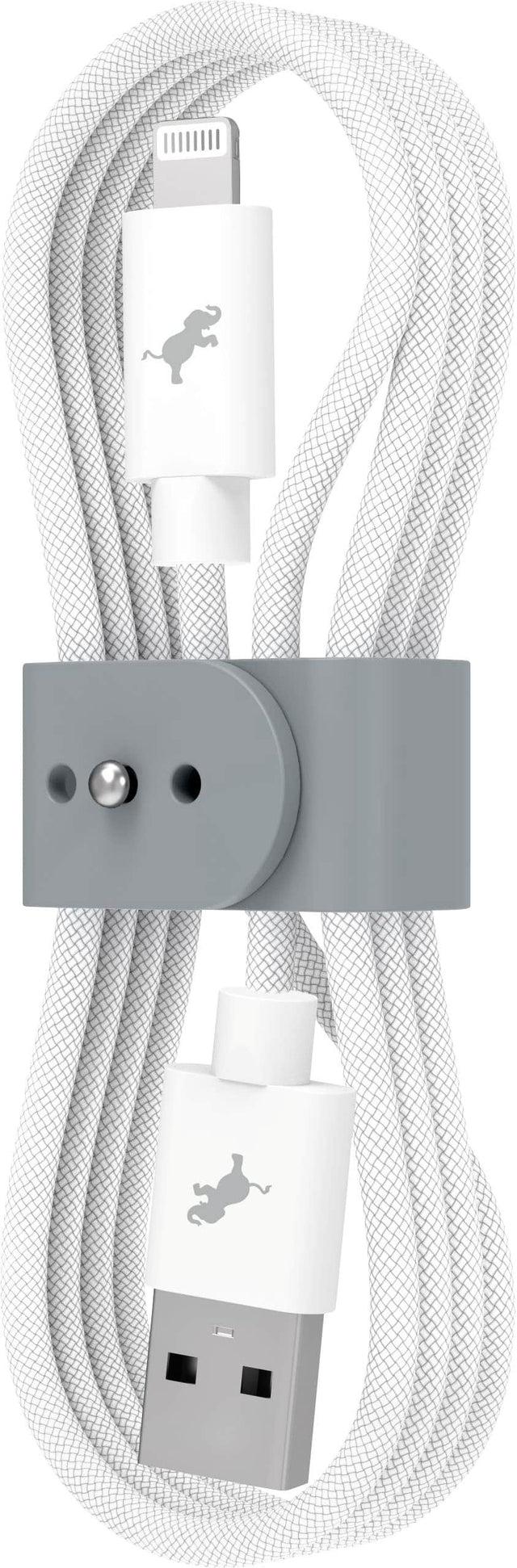 Front. Nimble - Powerknit USB-A to Lightning Cable 1M/3.3FT MFi Certified for iPhone 14–6, iPad & AirPods, Durable Charging Cord - White.
