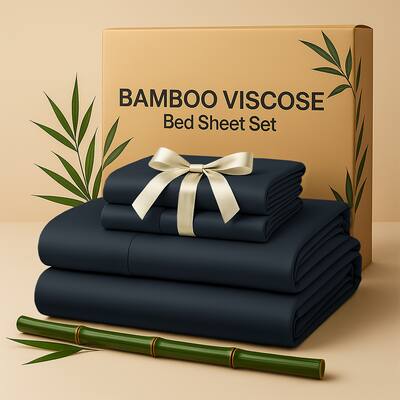 Lux Decor Collection - Rayon from Bamboo Blend Queen Bed Sheets, 4-Piece Cooling Sheet Set with 16-Inch Deep Pockets