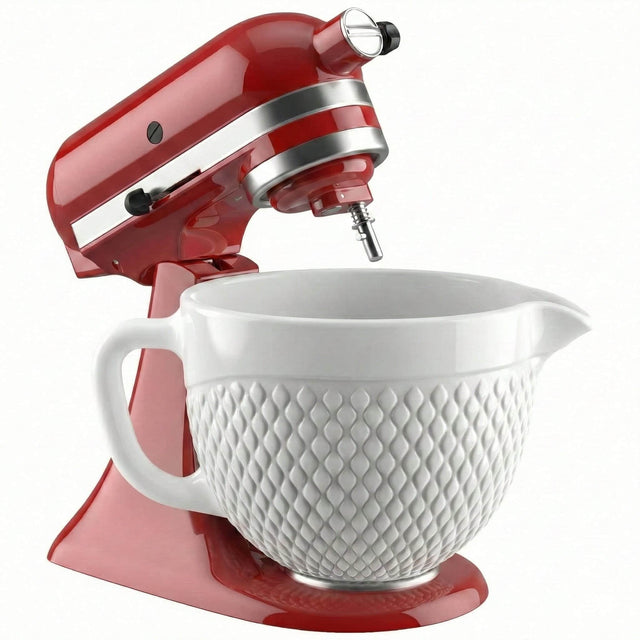 Front. Gvode - GVODE 5 Quart Pineapple Ceramic Mixing Bowl with Handle for KitchenAid Tilt-Head Stand Mixers - White.