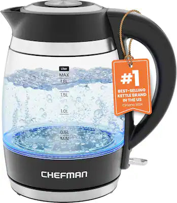 Chefman - Rapid-Boil 1.8L Electric Kettle w/ Removable Lid and LED Indicator Lights