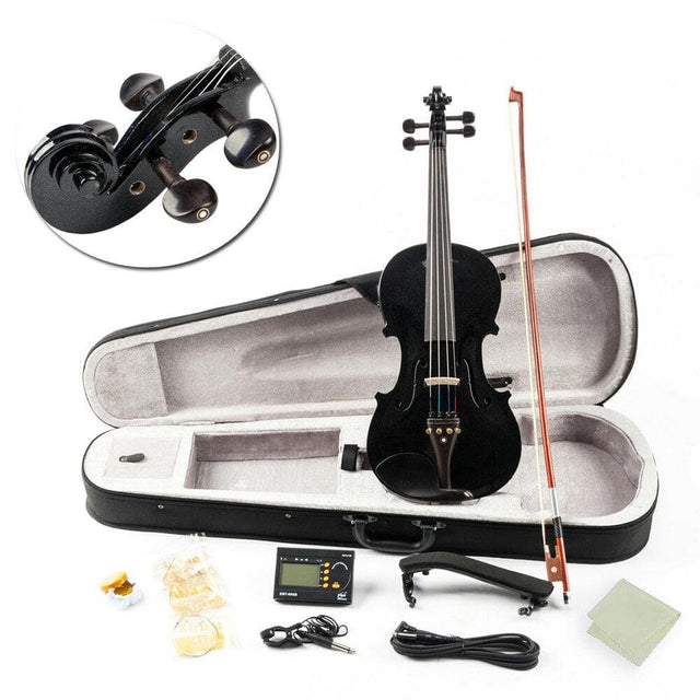 Front. Winado - Acoustic Electric Violin, 4/4 Violin with EQ preamp and Ebony Accessories, Full-size Violin with AUX Cable.