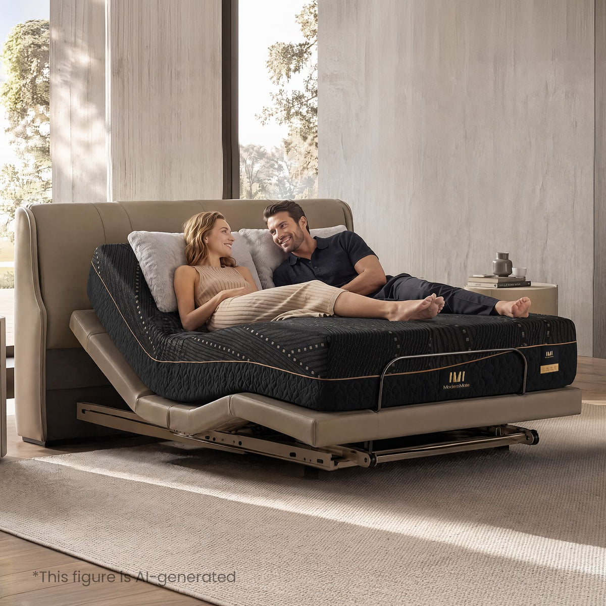 ModernMate - 14" Cooling Gel Memory Foam Mattress Medium Firm Mattress with Ice-Tech Cover Mattress In a Box - Black