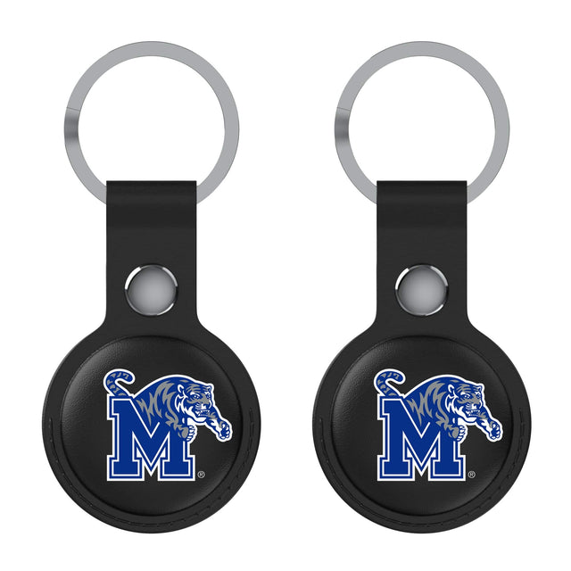 Front. Keyscaper - Memphis Tigers Black Leatherette AirTag Holder 2-Pack - No Size - Black.
