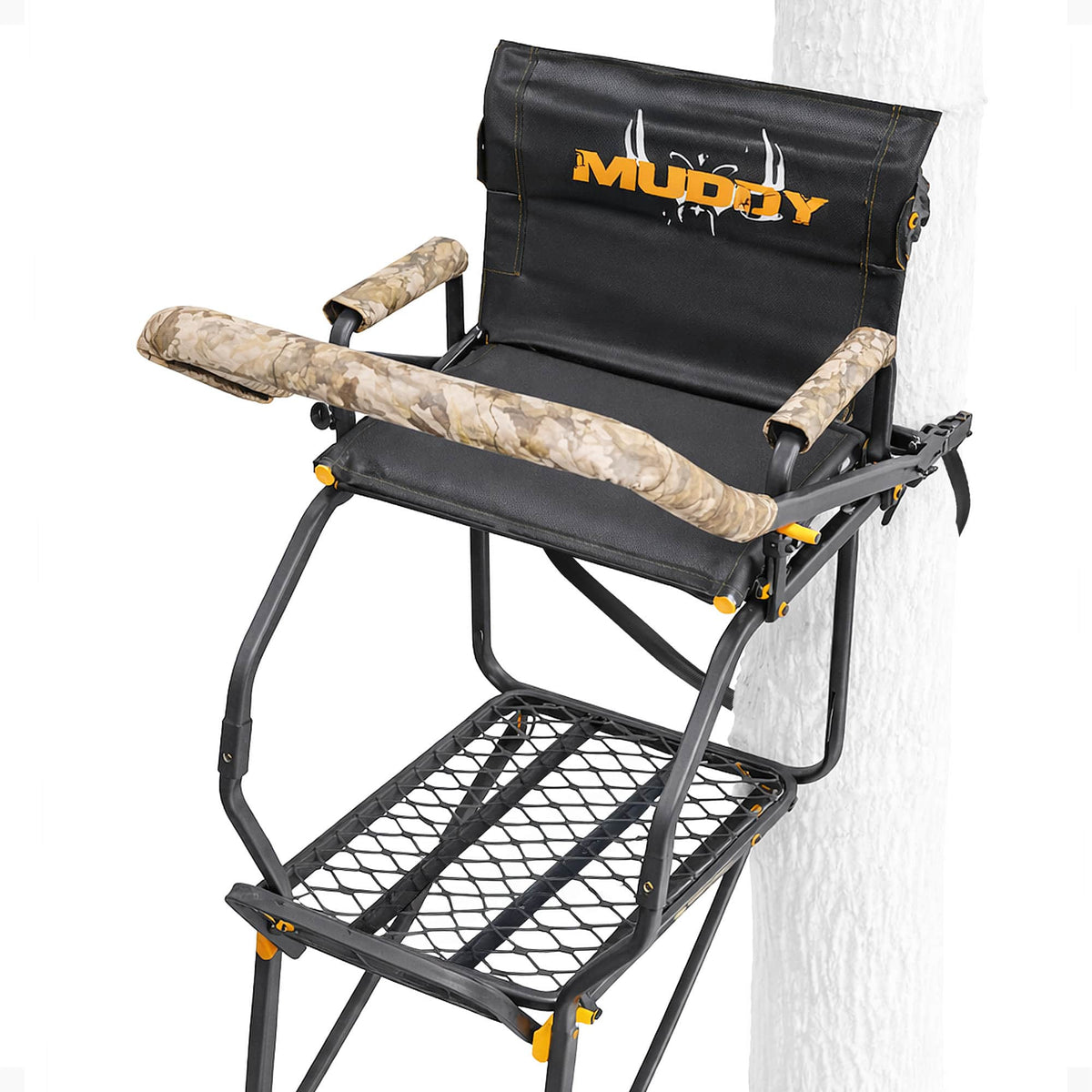 Muddy - The Skybox Deluxe 20 Ft Hunting Ladderstand, 1 Person Climbing Tree Stand - Black