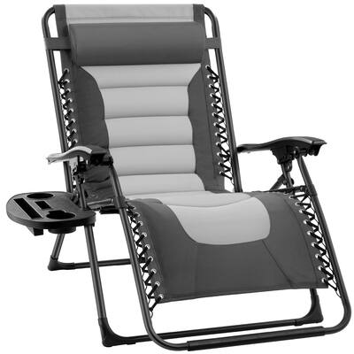 Best Choice Products - Oversized Padded Zero Gravity Chair, Folding Outdoor Patio Recliner w/ Side Tray