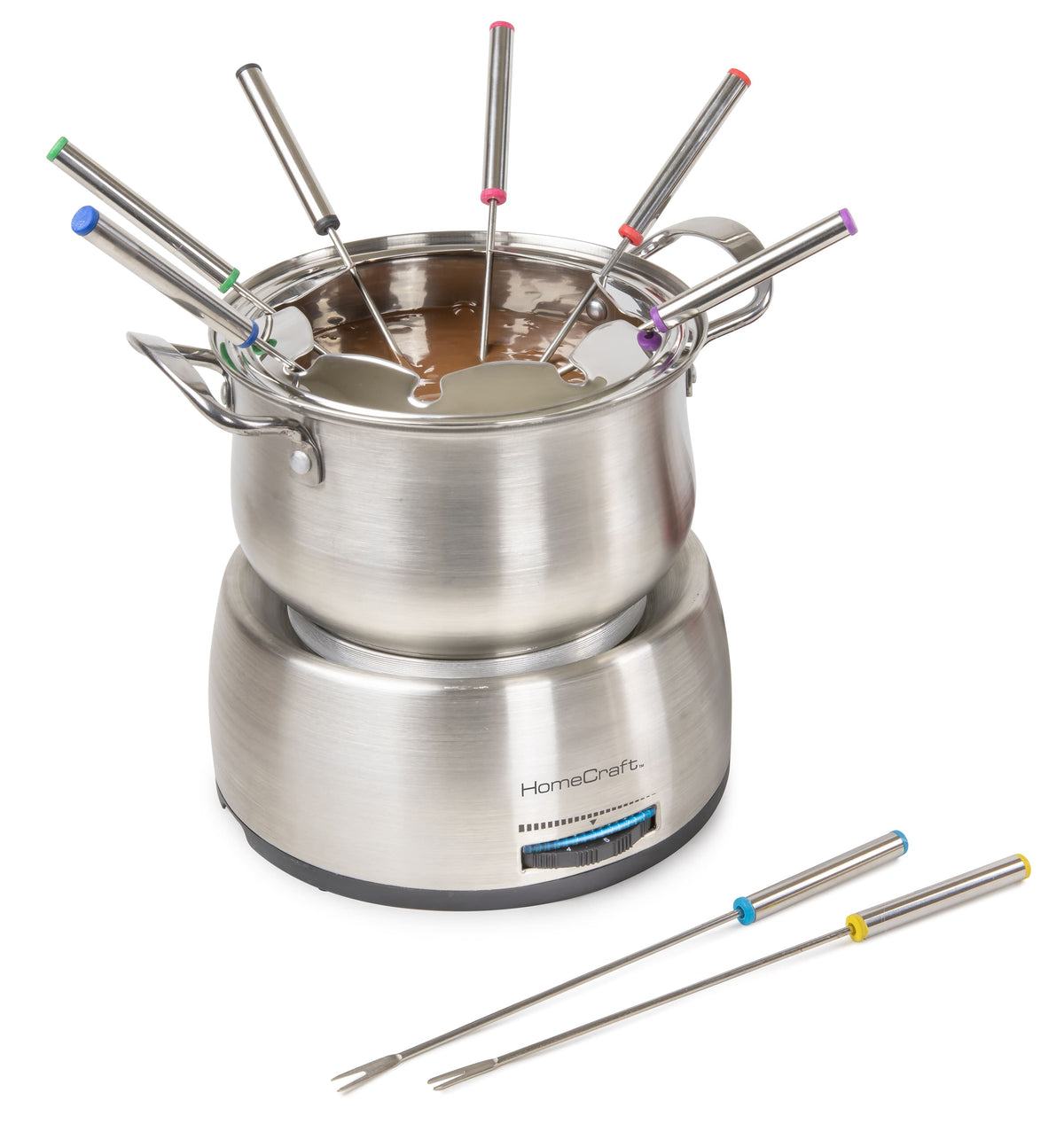 HomeCraft - 8-Cup Electric Fondue Set - Stainless Steel