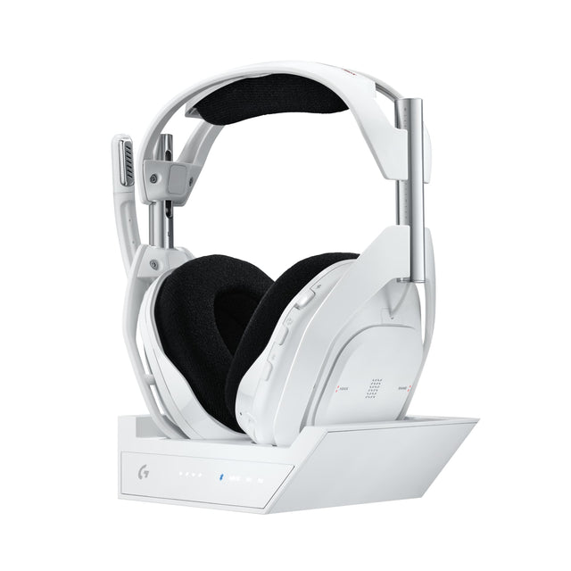 Front. Logitech - Astro A50 X LIGHTSPEED Wireless w/ PLAYSYNC Over-the-Ear Gaming Headset + Base Station for Xbox Series X|S,  PS5, PC/MAC - White.