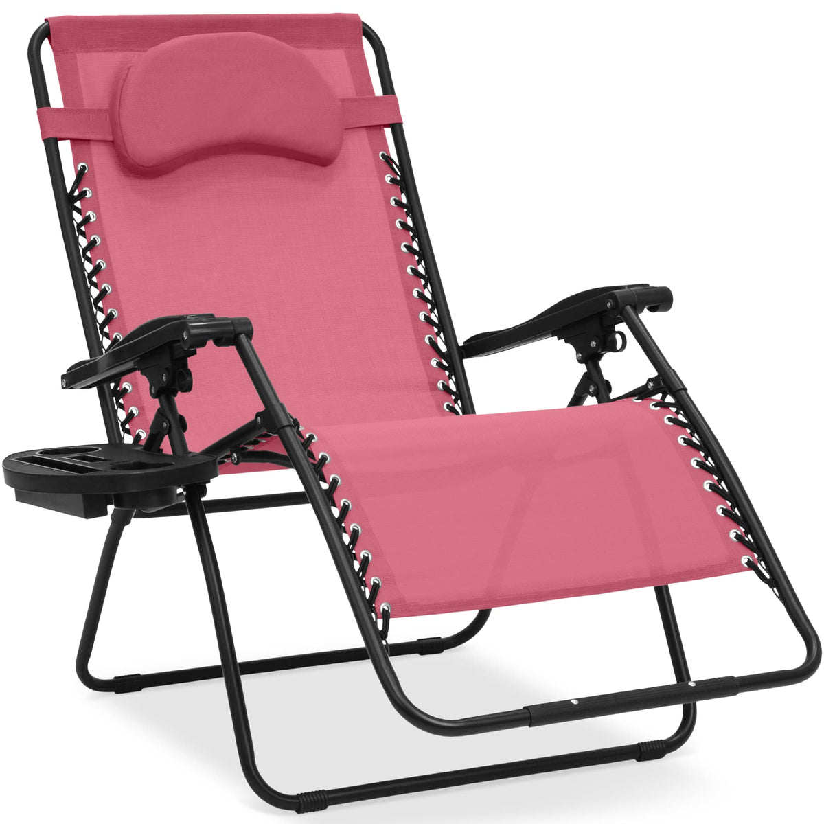 Best Choice Products - Oversized Zero Gravity Chair, Folding Outdoor Patio Recliner w/ Cup Holder - Pink