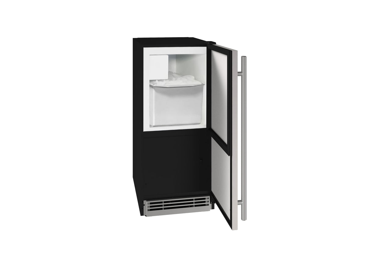 U-Line - 15" 25-lb Freestanding Icemaker - Stainless Steel Solid