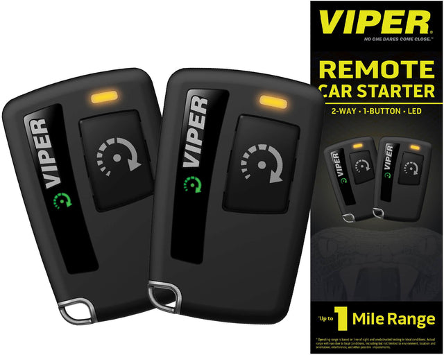 VIPER - NO ONE DARES COME CLOSE.

VIPER REMOTE CAR STARTER
2-WAY - 1-BUTTON - LED

VIPER VIPER VIPER VIPER

*Up to 1 Mile Range
Operating range is based on line-of-sight and unobstructed testing in ideal conditions. Actual range will vary due to environmental conditions including but not limited to environment, location and orientation, interference, and other possible impediments.