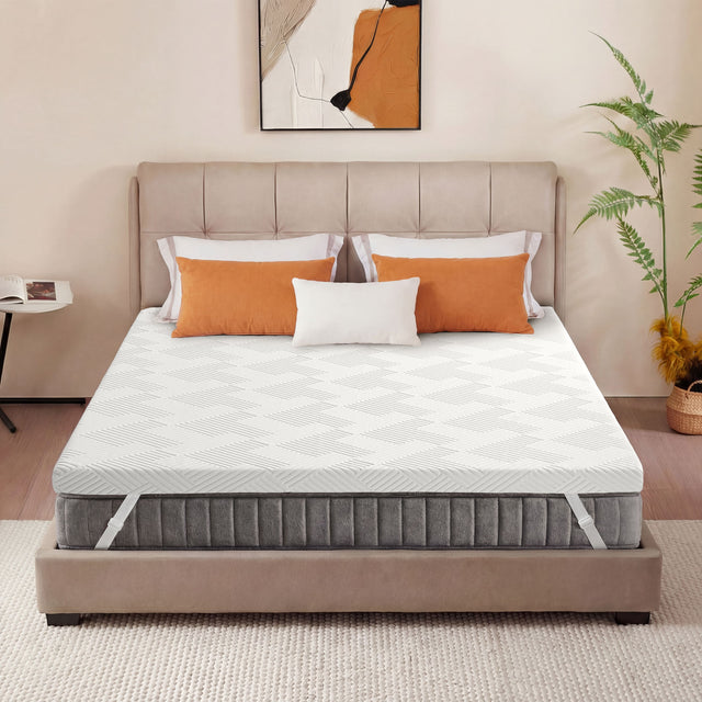 Front. Dyonery - 3" Cooling Gel Memory Foam Mattress Topper with Removable & Washable Cover, CertiPUR-US Certified - White.