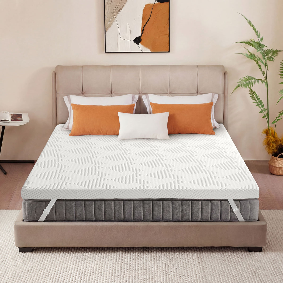 Dyonery - 3" Cooling Gel Memory Foam Mattress Topper with Removable & Washable Cover, CertiPUR-US Certified - White