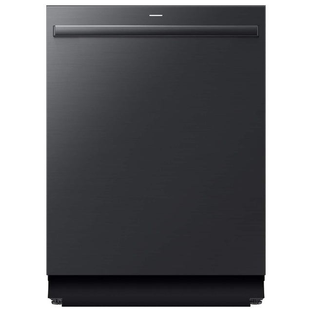 Front. Samsung - 38 dBA Bespoke AI Dishwasher with 3rd Rack Washing System - Matte Black Steel.