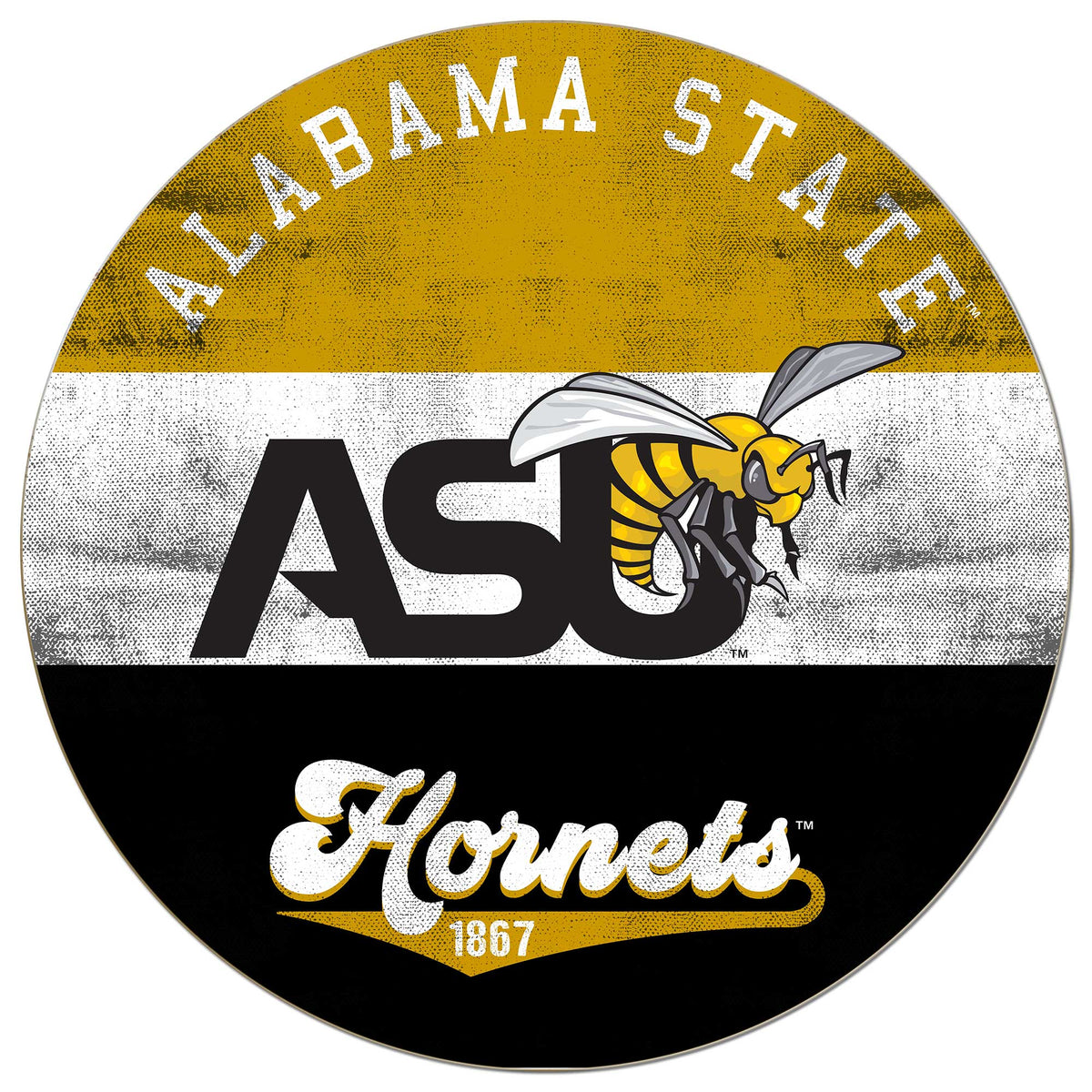 Jardine - Alabama State Hornets 20'' x 20'' Retro Logo Circle Sign - Black