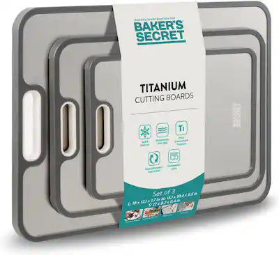 Baker's Secret - Titanium Cutting Boards for Kitchen 12" 15" 18", 3pcs Cutting Board Pure Titanium and Wheat Straw PP