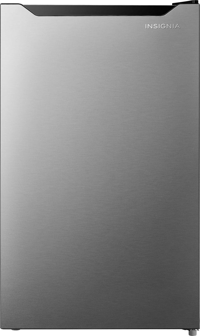 Front. Insignia™ - 4.4 Cu. Ft. Mini Fridge with Door Storage and ENERGY STAR Certification - Stainless Steel.