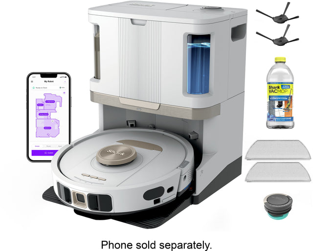 My Robot  
- Ready to Clean  
- 80%  
- Home  
- Room  
- Floor  
- 80% Clean  

Shark VACMOP  
- Complete Clean  
- Phone sold separately.