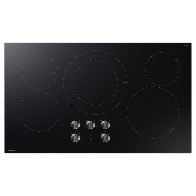 Front. Samsung - 36" Built-In Electric Cooktop with 5 Burners and ENERGY STAR® Certified - Black.