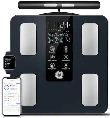 GE - Smart Scale for Body Weight, 8-Electrode Full Body Composition Analyzer, 50+ Metrics, Bluetooth