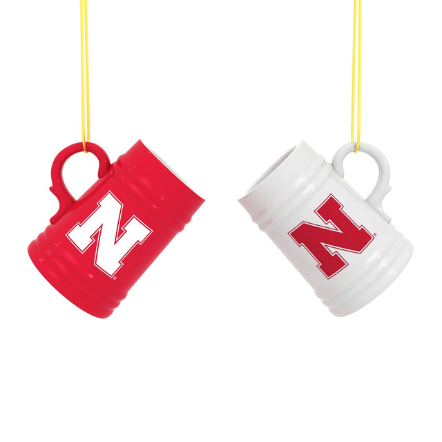 Front. Evergreen Enterprises - Nebraska Huskers Two-Pack 3" Mini Stein Ornament Set - Multicolor.