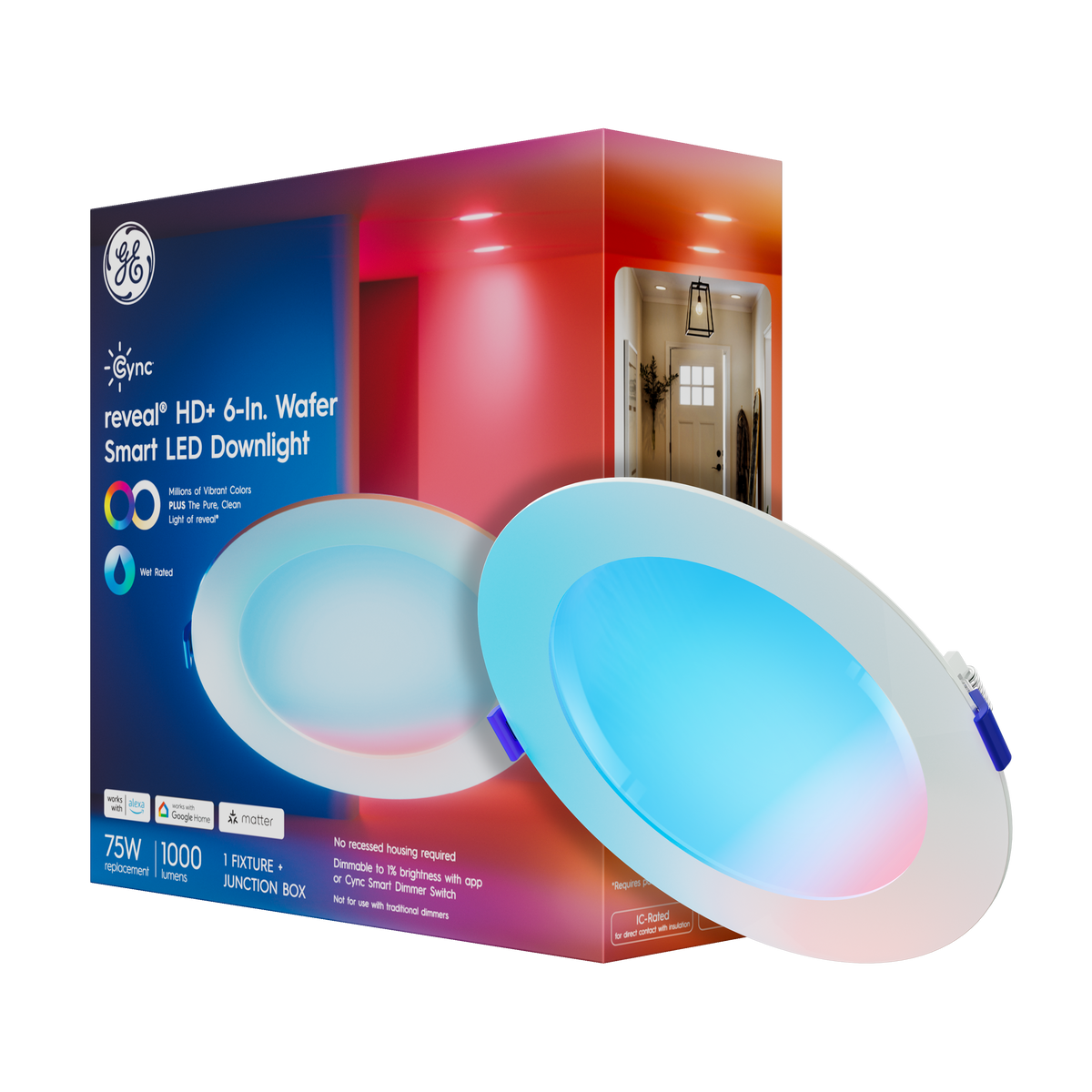 Cync - Reveal Smart Wafer Light 6in - Full Color