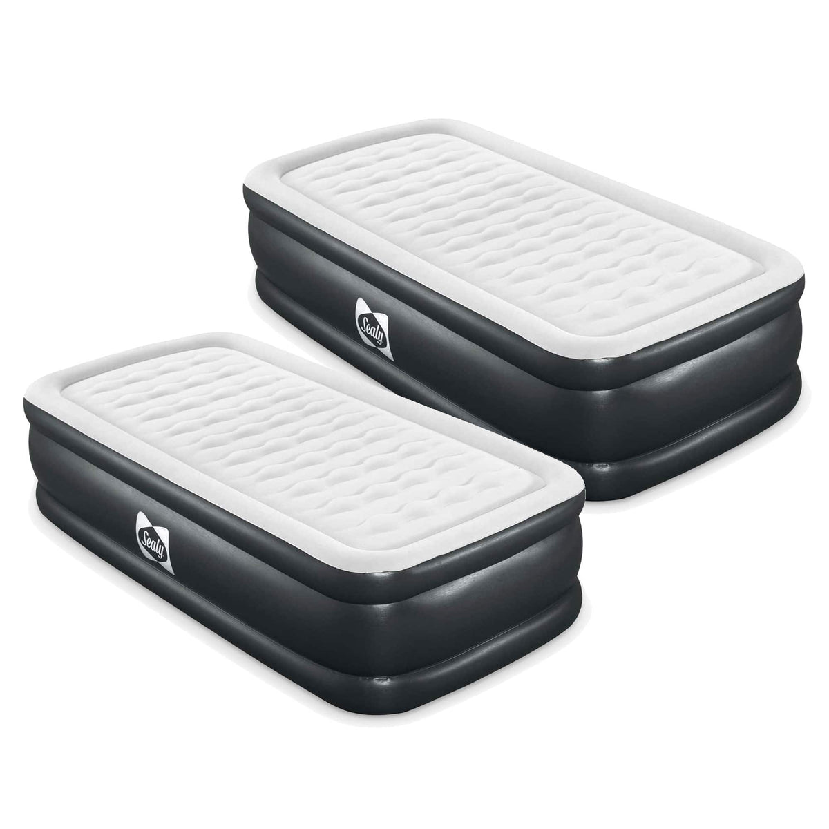 Sealy - Tritech Twin 20" Air Mattress Bed 2 Person with Built-In AC Pump, 2 Pack - White