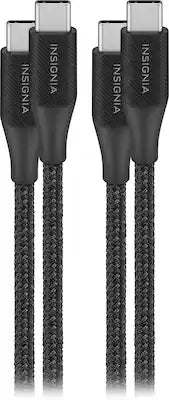 Insignia™ - 4' USB-C to USB-C Braided Charge-and-Sync Cables (2-Pack)