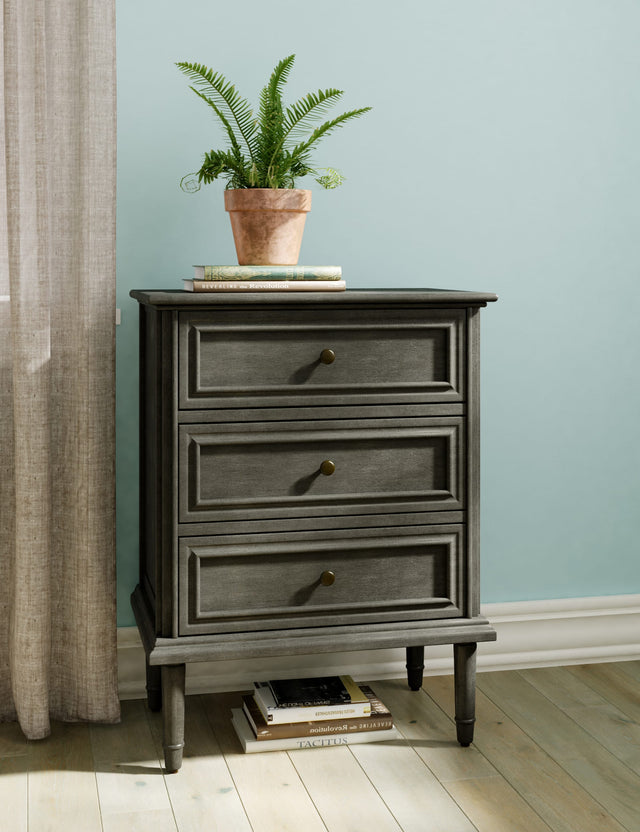 Front. Finch - Webster 3-Drawer Storage Cabinet - Dark Gray.