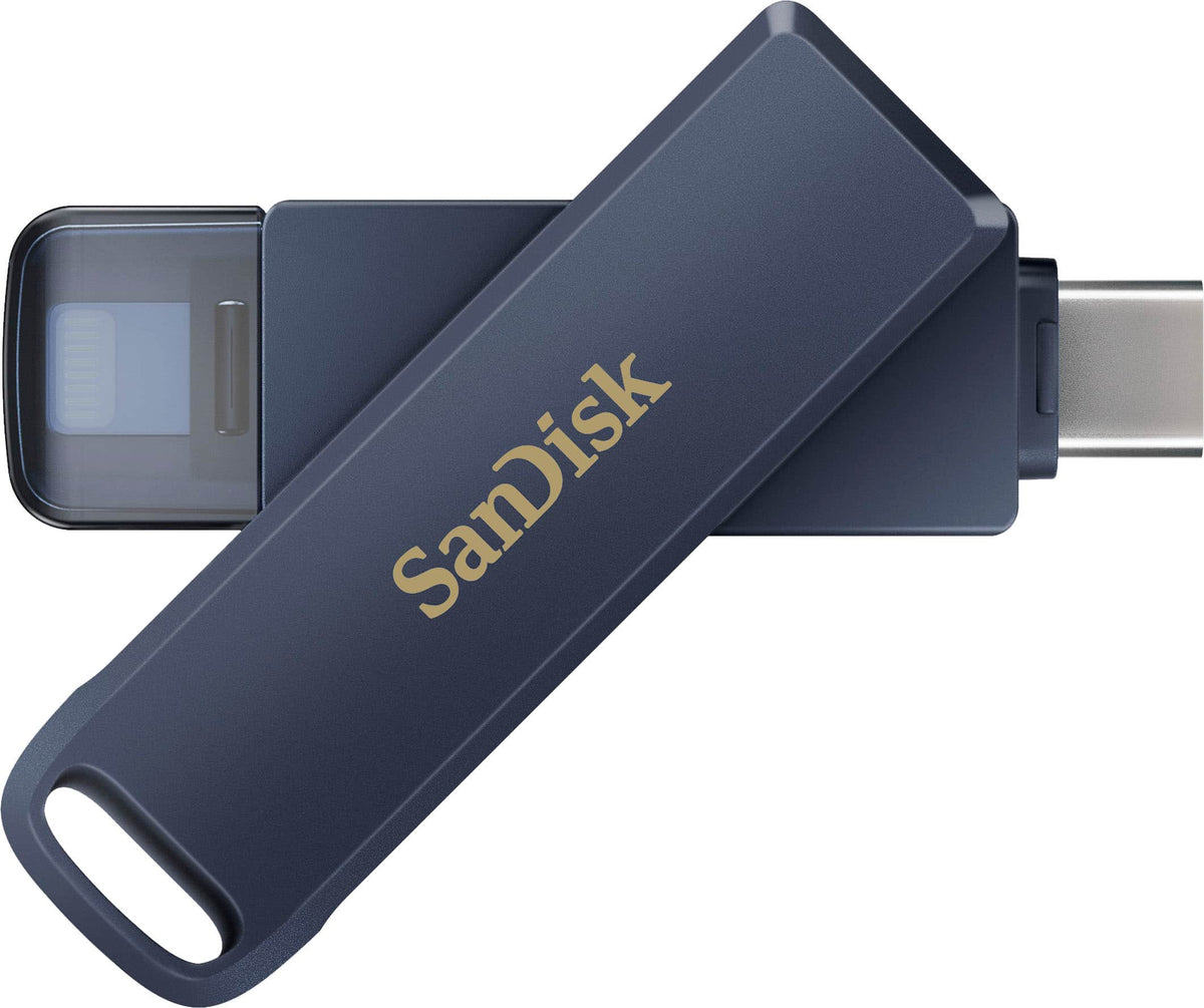 SANDISK - 256GB USB Flash Drive for iPhone Lightning and USB Type-C Metallic Sky - Blue