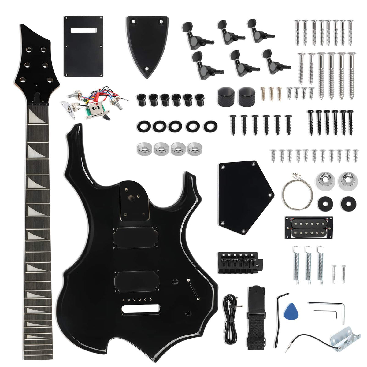 Winado - DIY 6 String Guitar with Mahogany Body, Ebony Fingerboard and Maple Neck, All Components,Build Your Own Electric Guitar