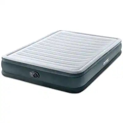 Intex - Comfort Deluxe Dura-Beam Plush Air Mattress Bed with Built-In Pump, Queen