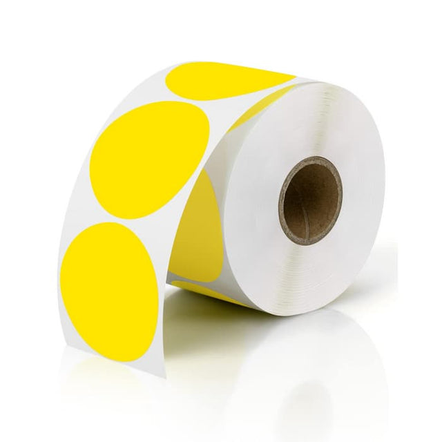 Front. JADENS - 2-Inch Round Thermal Sticker Labels – Self-Adhesive, Waterproof, 750 Labels/Roll - Yellow.