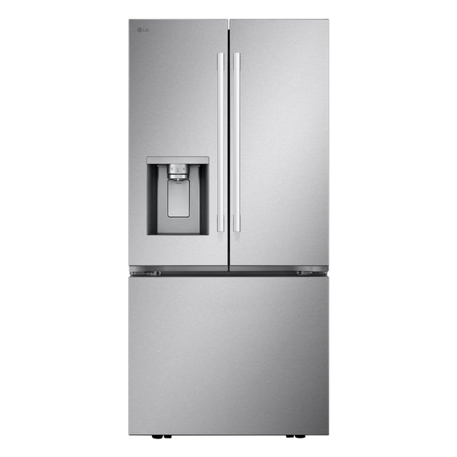 Front. LG - 33-in Wide Standard-Depth MAX 24.5 Cu. Ft. Smart French Door Refrigerator with Dual Ice - PrintProof Stainless Steel.