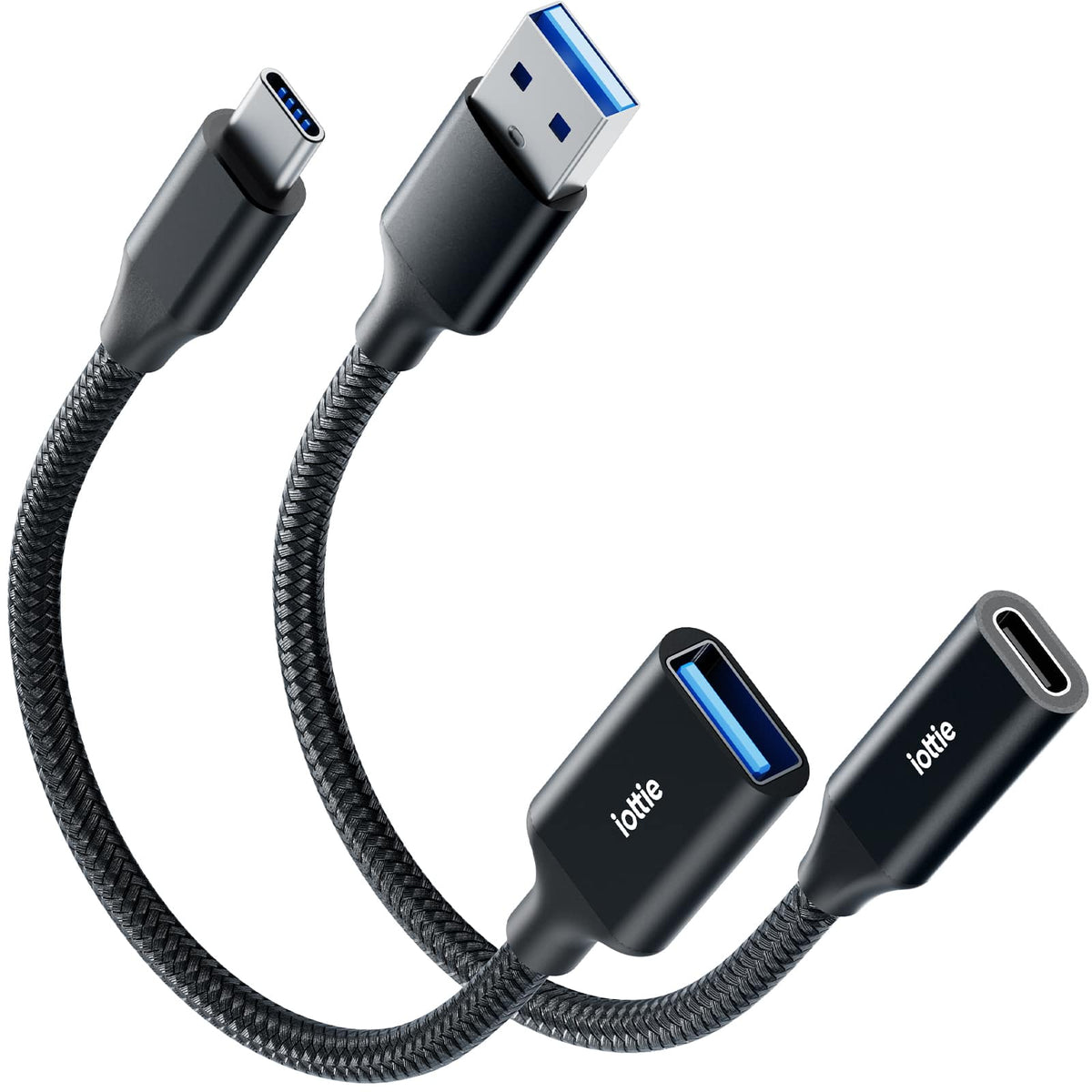 iOttie - USB-C & USB-A 2-Way Adapter 2-Pack, High-Speed Data Transfer w/ Fast Charging & OTG Support - Black