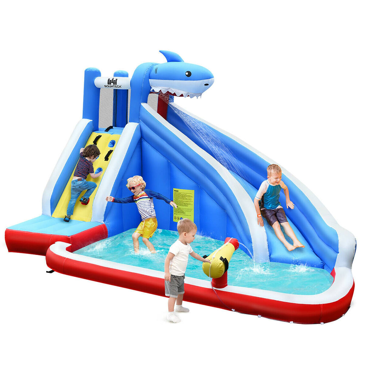 Costway - Inflatable Water Slide Animal Shaped Bounce House Castle Splash Water Pool without Blower - Multicolor
