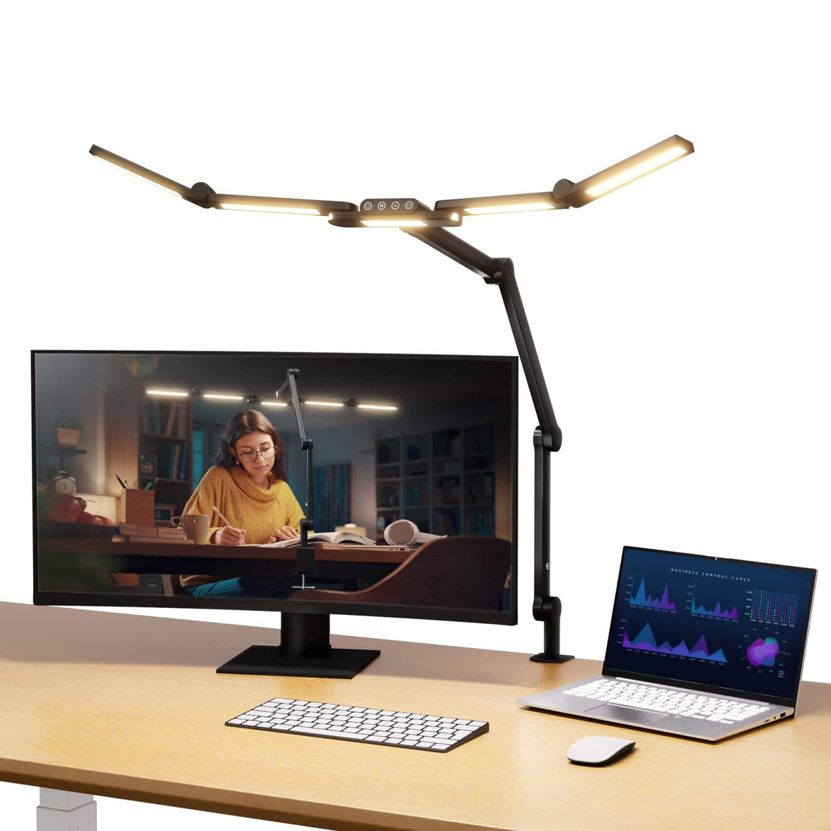Neewer - 32.5" Clip-On Desktop LED Light, 23W Dimmable, 5 Light Bars, DL01