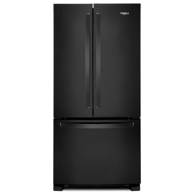 Front. Whirlpool - 33 in. Wide 22 cu. ft. French Door Refrigerator with Humidity-Controlled Crispers - Black.