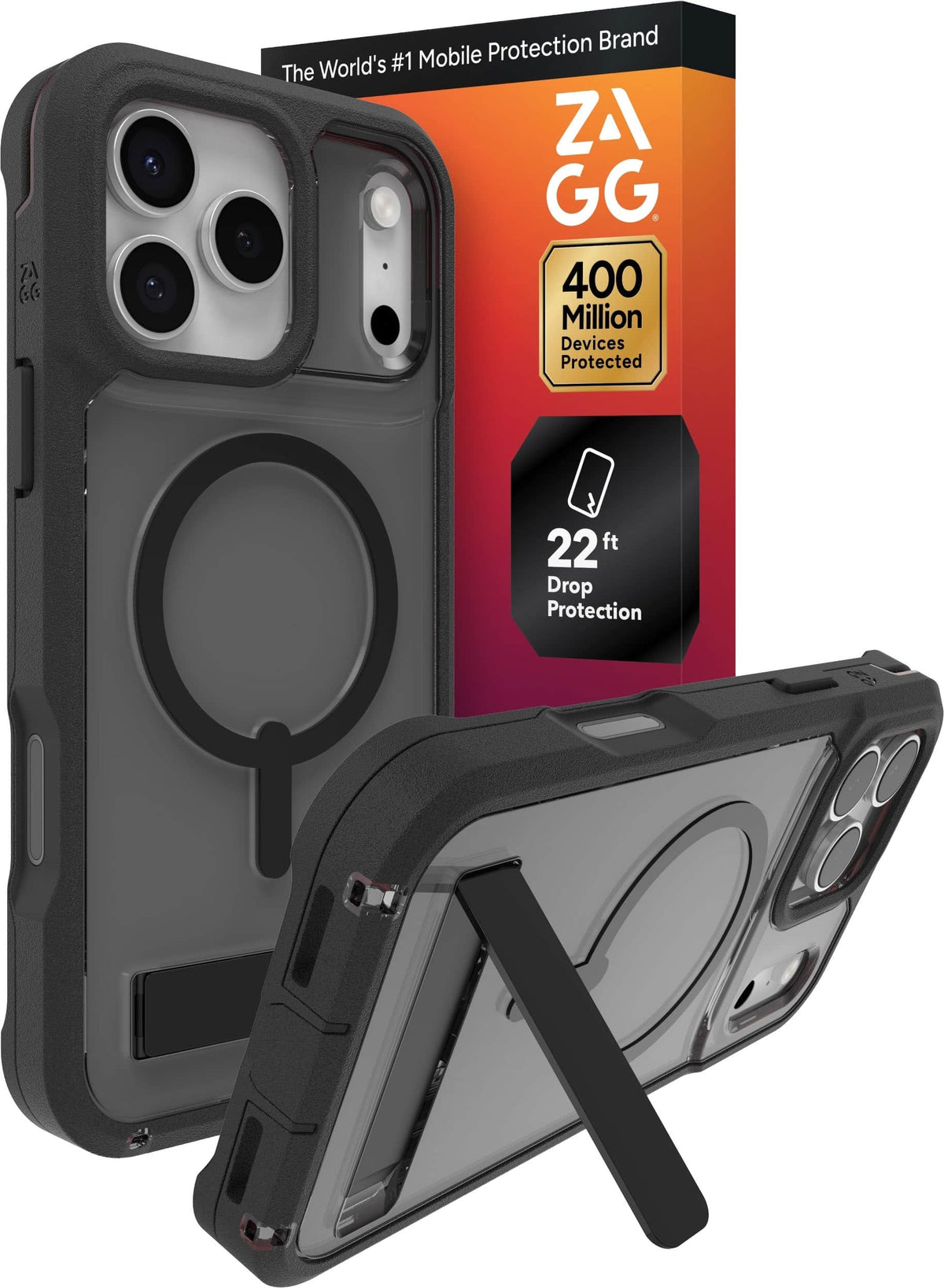 ZAGG - Rainier Snap with Kickstand for Apple iPhone 17 Pro Max - Smoke Black