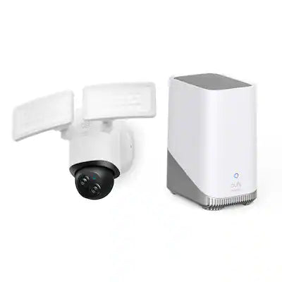 eufy - Floodlight Camera E340 With HomeBase S380 (HomeBase 3), Outdoor Wired Security Camera Dual Lens